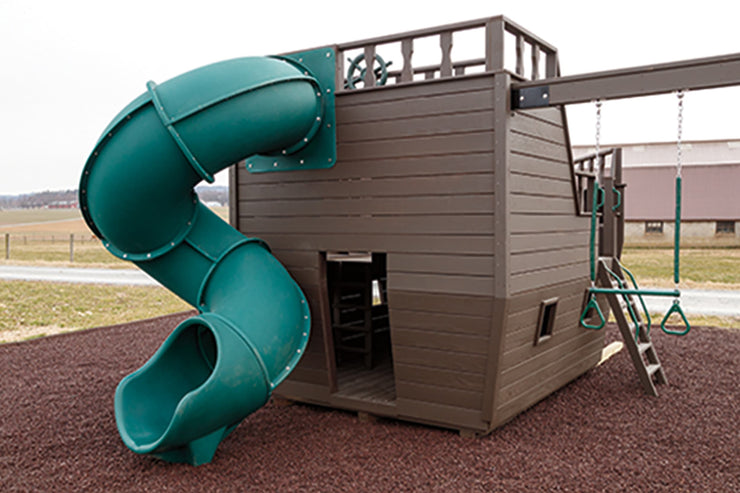 Outdoor Wooden Pirate Ship Playset Slide