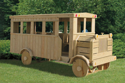 Outdoor Wooden School Bus Playset