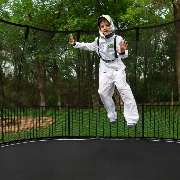 Astrobaut Boy Jumping on Springfree Jumbo Square Trampoline S155