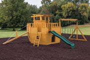 Outdoor Wooden Boat Playset With Slide